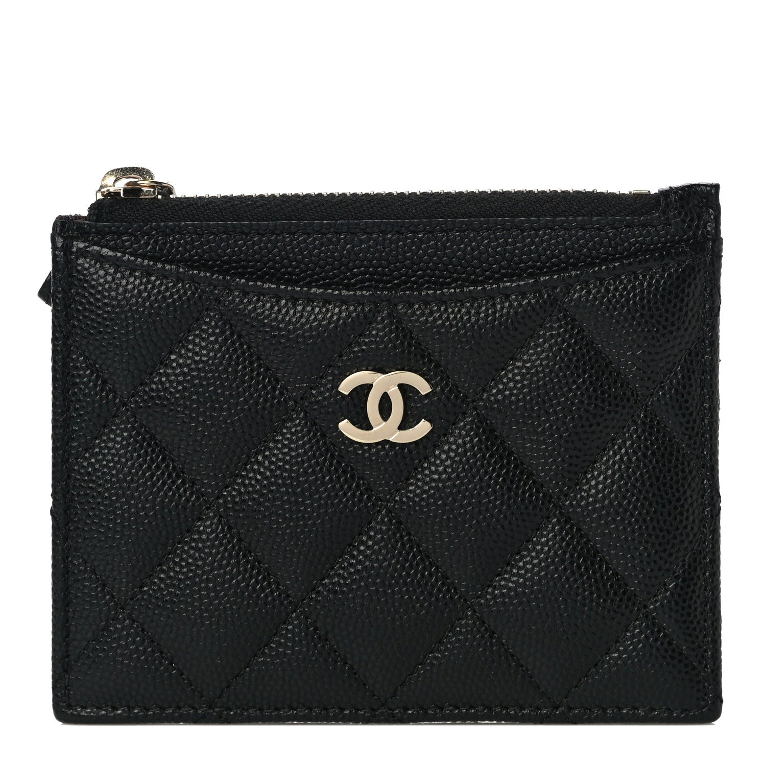 Chanel Caviar Quilted CC Zip Card Holder Black 1 of 11