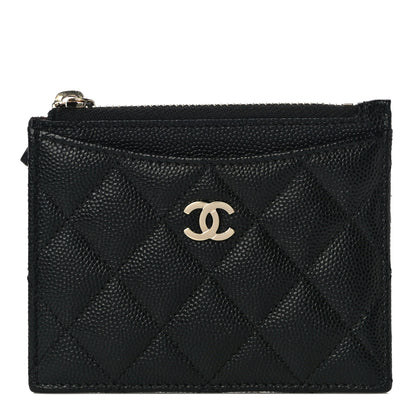 Chanel Caviar Quilted CC Zip Card Holder Black 1 of 11