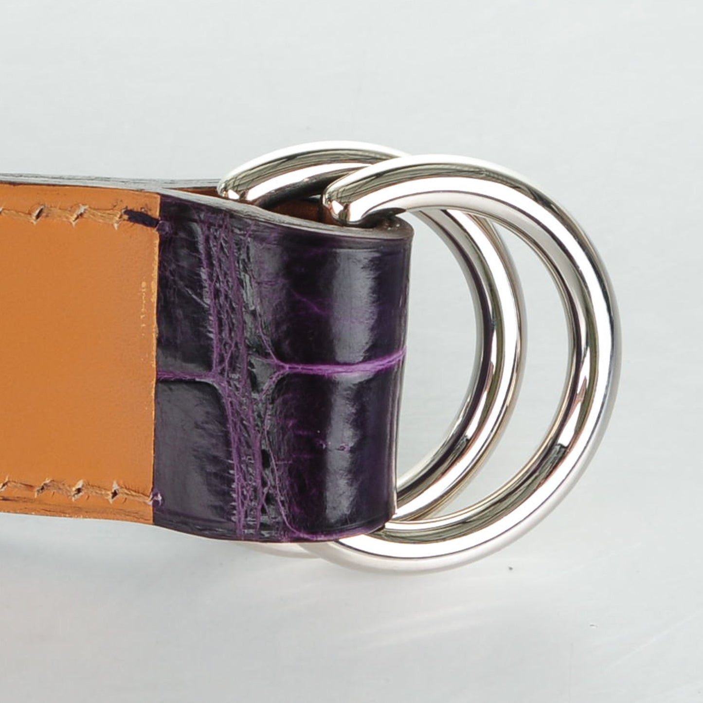 Shiny Porosus Crocodile Romance Scarf Ring Amethyst