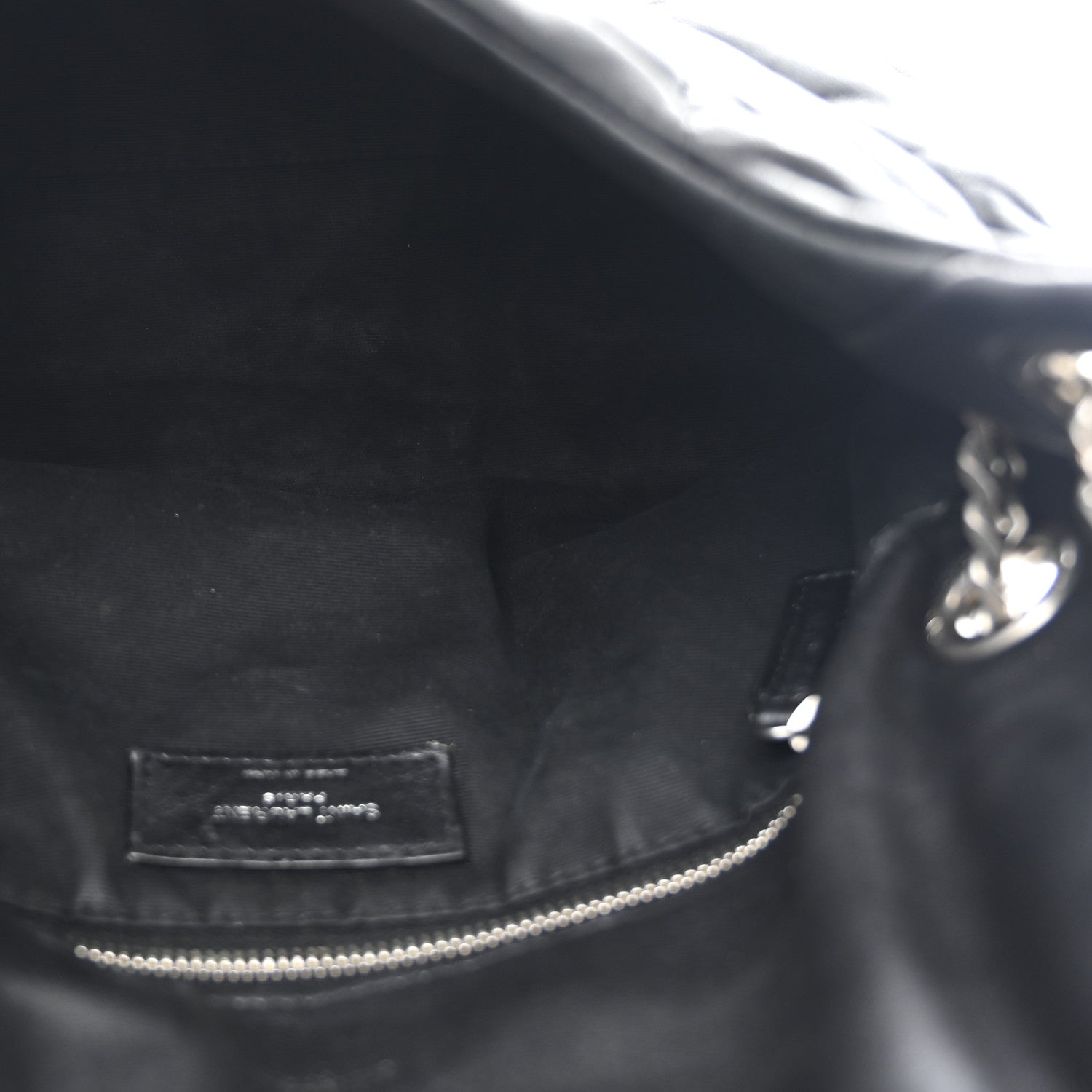 Saint Laurent Lambskin Quilted Small Loulou Puffer Monogram Chain Satchel Black 5 of 14