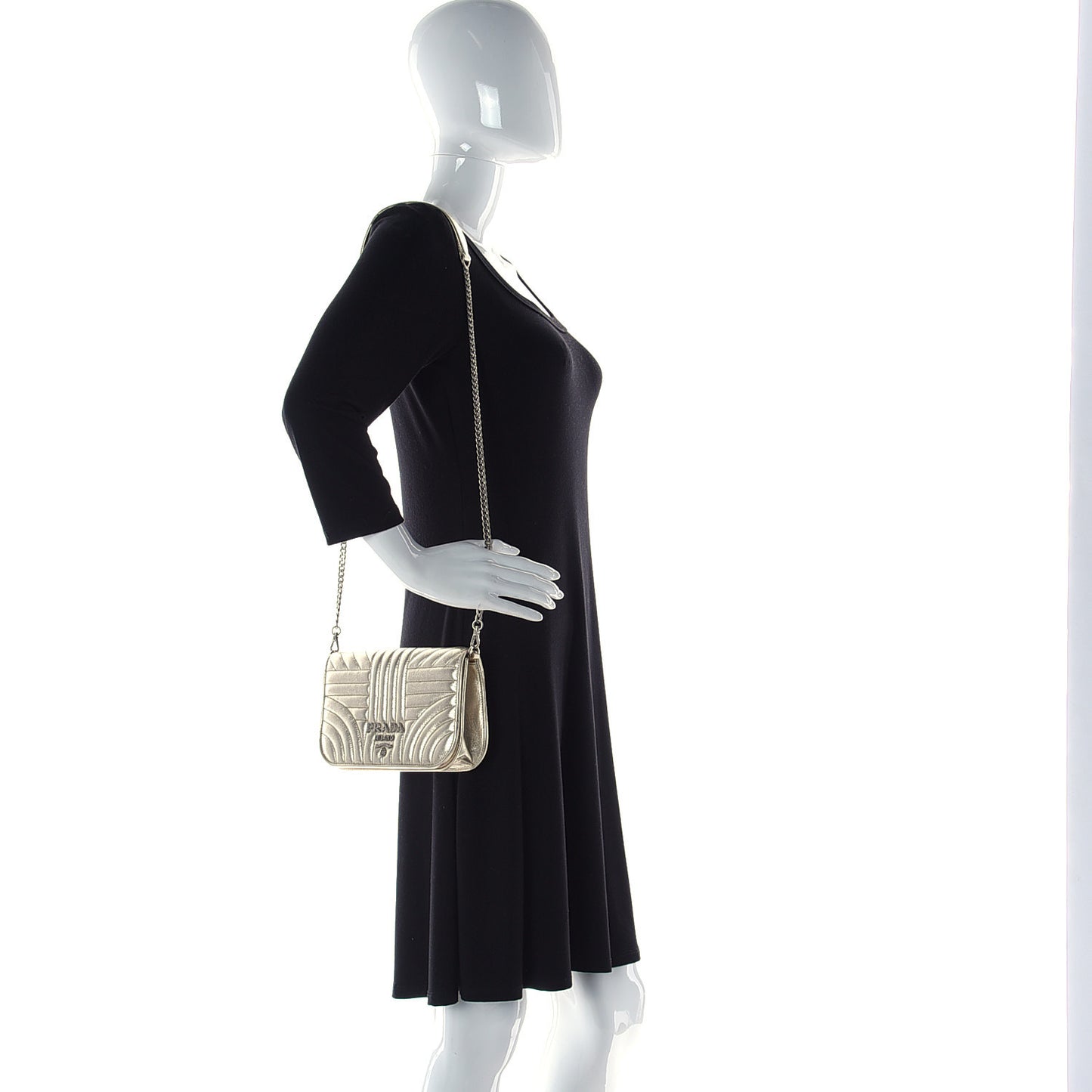 Metallic Nappa Impunture Small Diagramme Crossbody Bag Gold