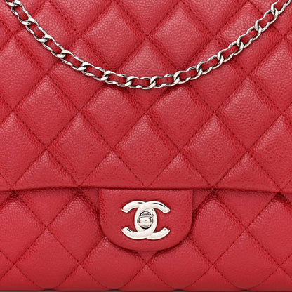 Chanel Caviar Quilted Clutch With Chain Flap Red 8 of 13