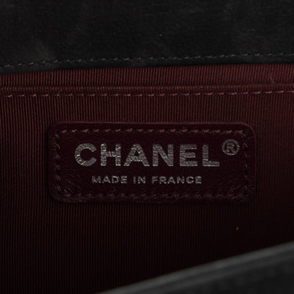 Chanel Nubuck Chevron Stitched Medium Boy Flap Black 6 of 7