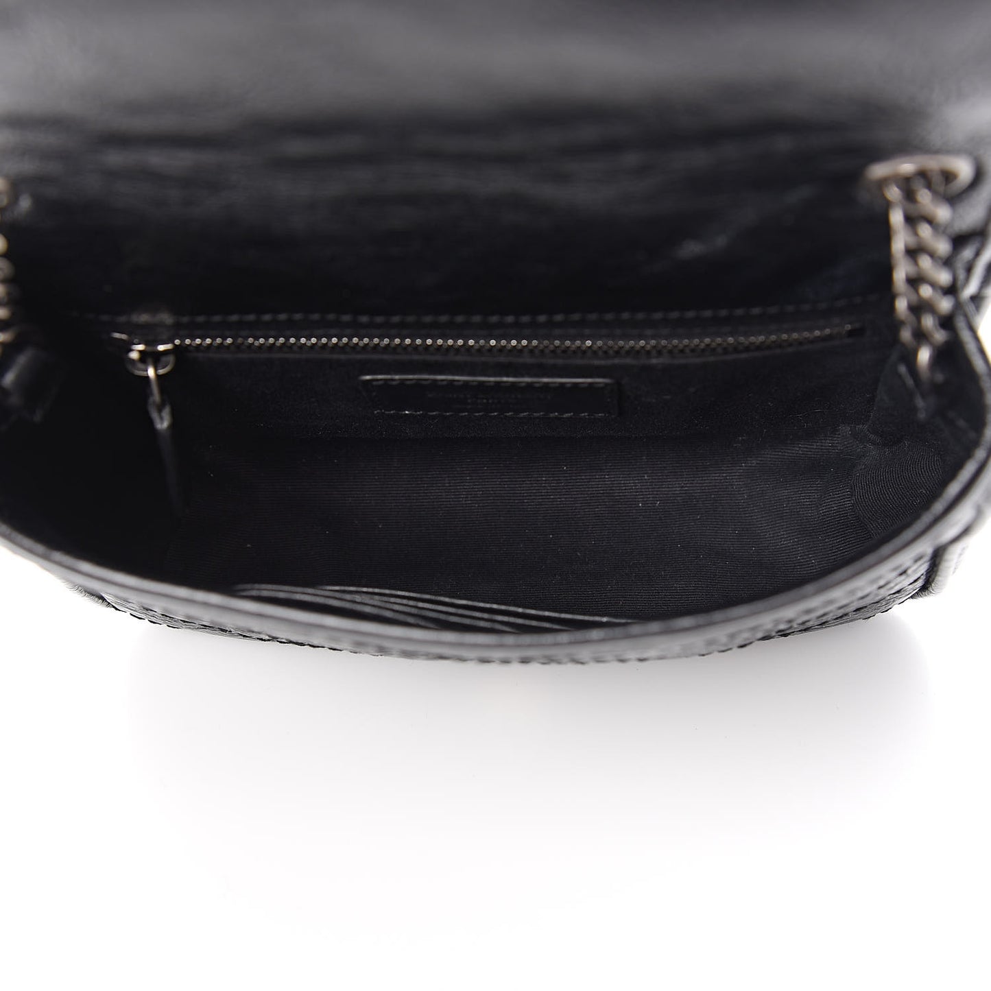Crinkled Calfskin Matelasse Monogram Niki Chain Wallet Black