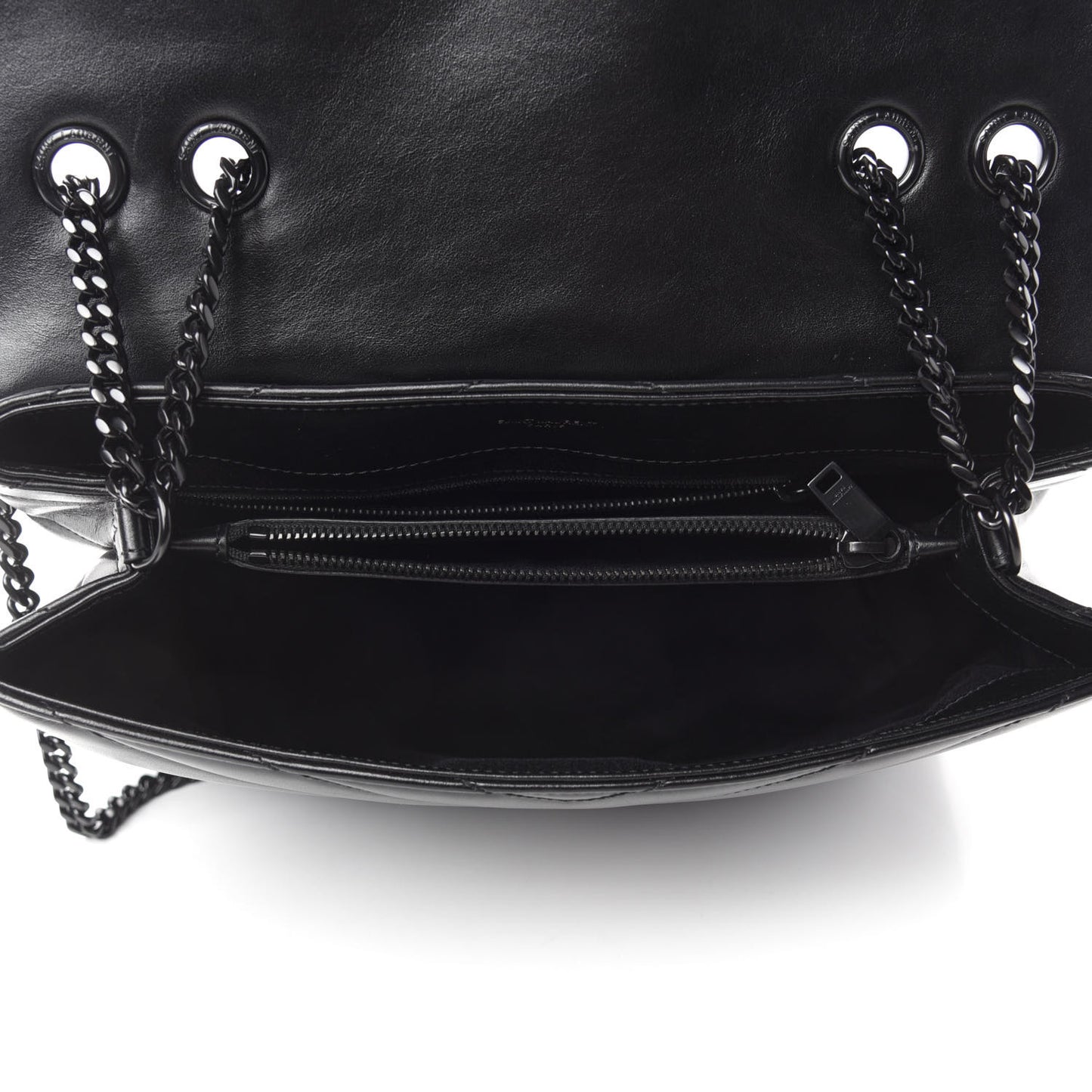 Calfskin Y Quilted Monogram Medium Loulou Chain Satchel Black