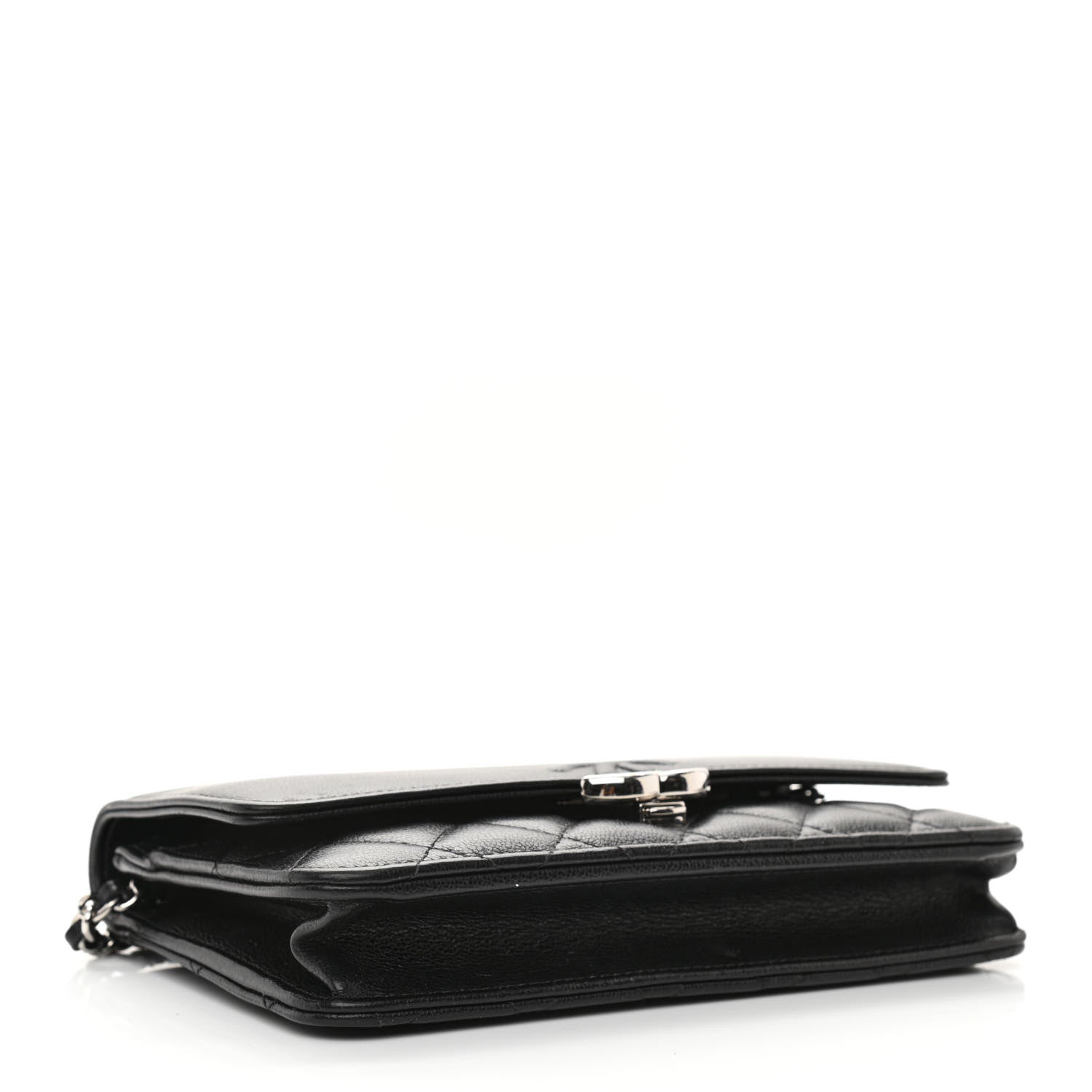 Chanel Grained Calfskin Quilted CC Box Wallet On Chain WOC Black 4 of 12