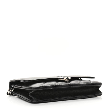 Chanel Grained Calfskin Quilted CC Box Wallet On Chain WOC Black 4 of 12