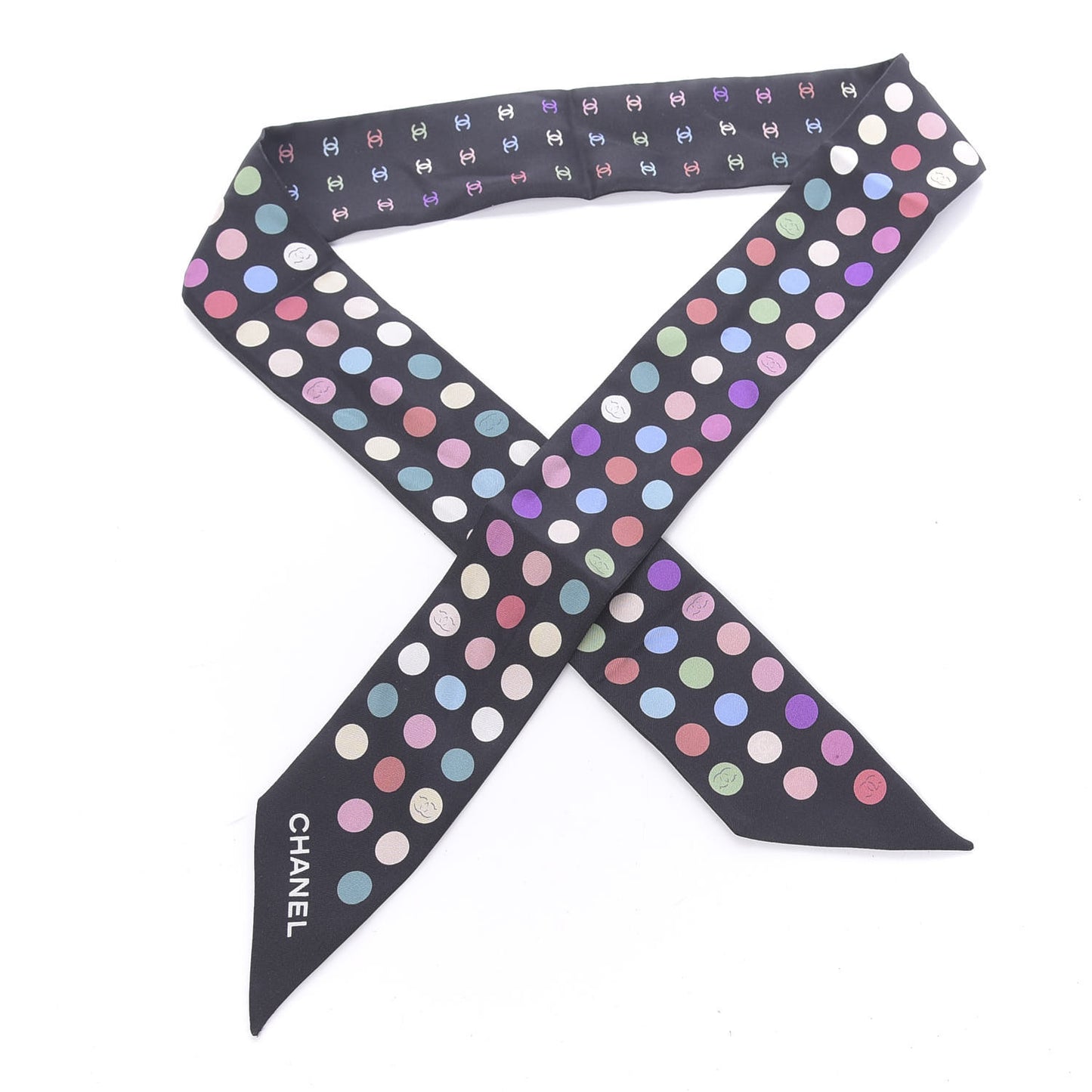 Silk Polka Dot CC Slim Bandeau Black Multicolor