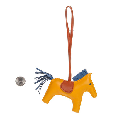 Hermes Milo Lambskin Grigri Rodeo Horse Bag Charm MM Jaune D'Or Bleu Agate Cornaline 2 of 3