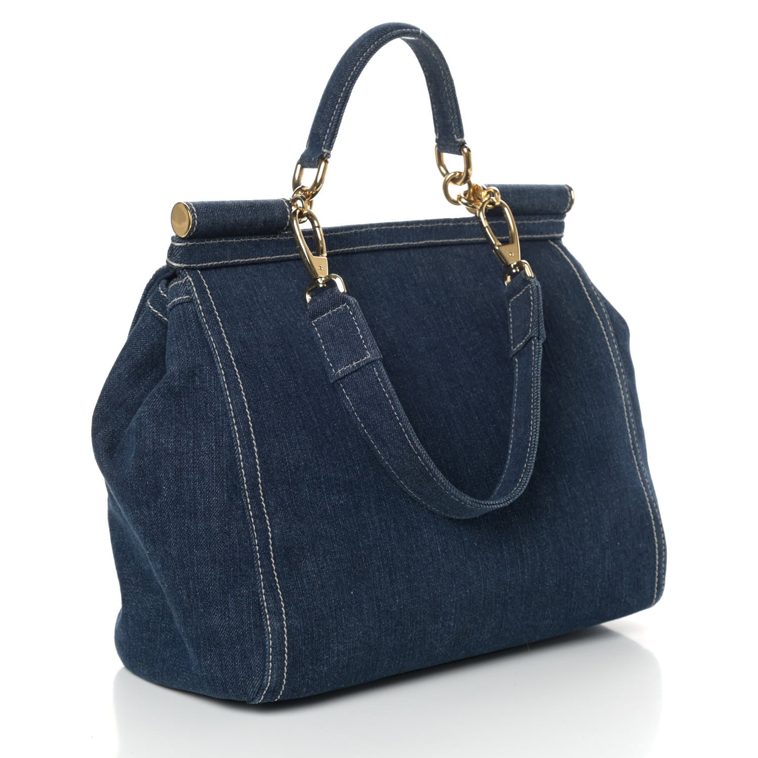 Dolce & Gabbana Denim Large Miss Sicily Satchel Blue 4 of 10