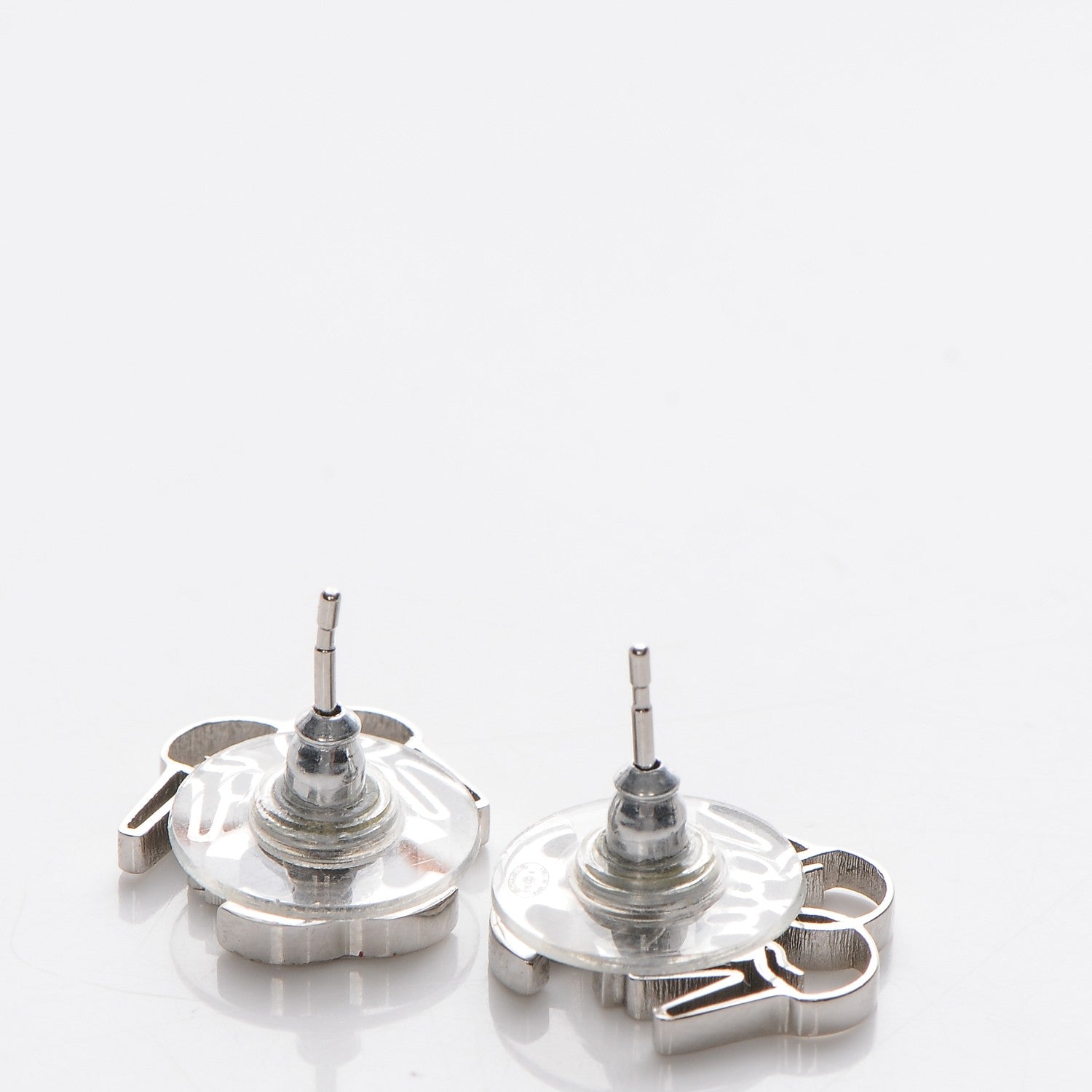 Chanel Crystal CC Peace Sign Emoji Earrings Silver 3 of 4