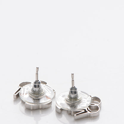 Chanel Crystal CC Peace Sign Emoji Earrings Silver 3 of 4