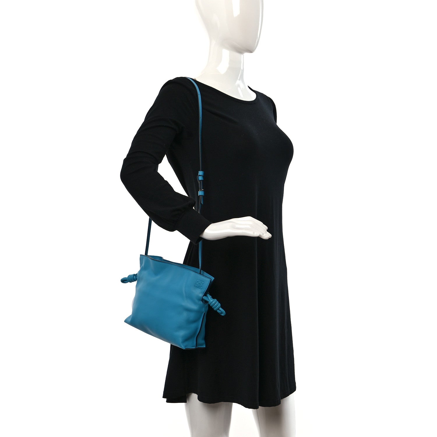 Loewe Calfskin Mini Flamenco Knot Bag Cyan 2 of 8