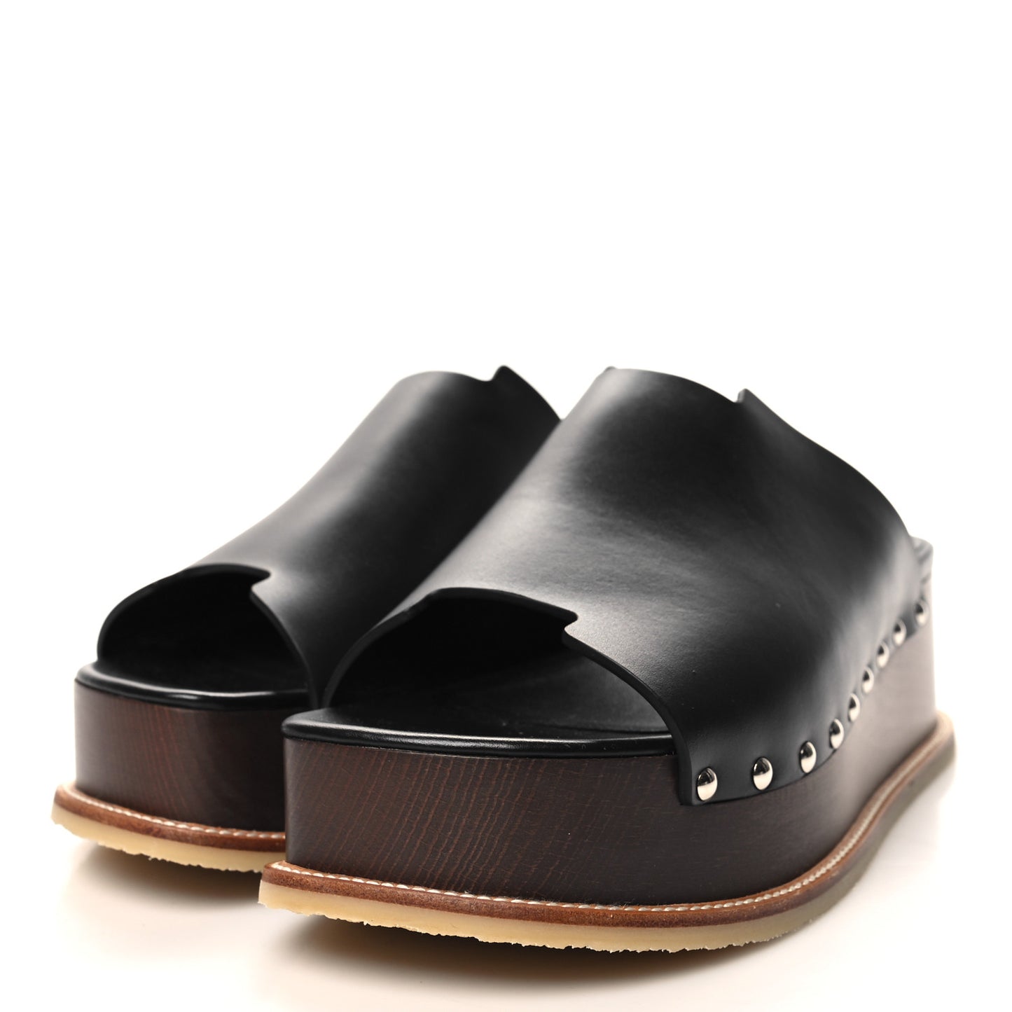 Calfskin Ellipse Sandals 37 Black