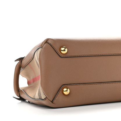 Burberry Grainy Calfskin House Check Small Banner Tote Tan 10 of 11