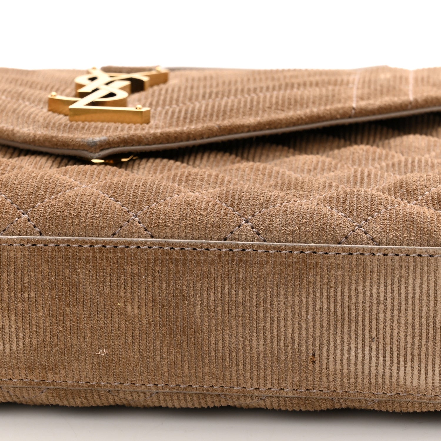 Saint Laurent Canvas Calfskin Mixed Matelasse Triquilt Medium Monogram Satchel Beige 10 of 11