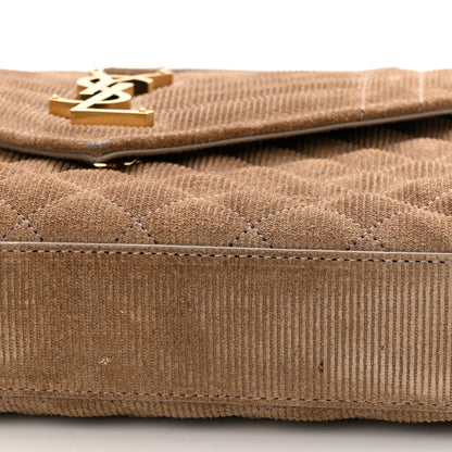 Saint Laurent Canvas Calfskin Mixed Matelasse Triquilt Medium Monogram Satchel Beige 10 of 11