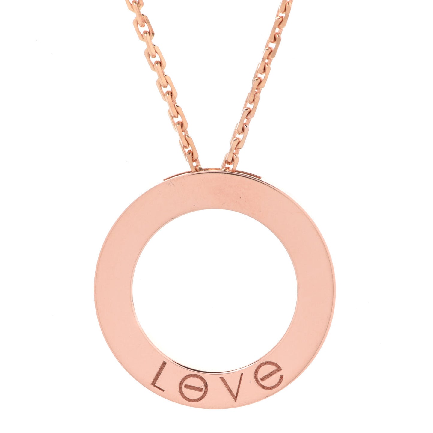 18K Pink Gold 3 Diamonds LOVE Pendant Necklace