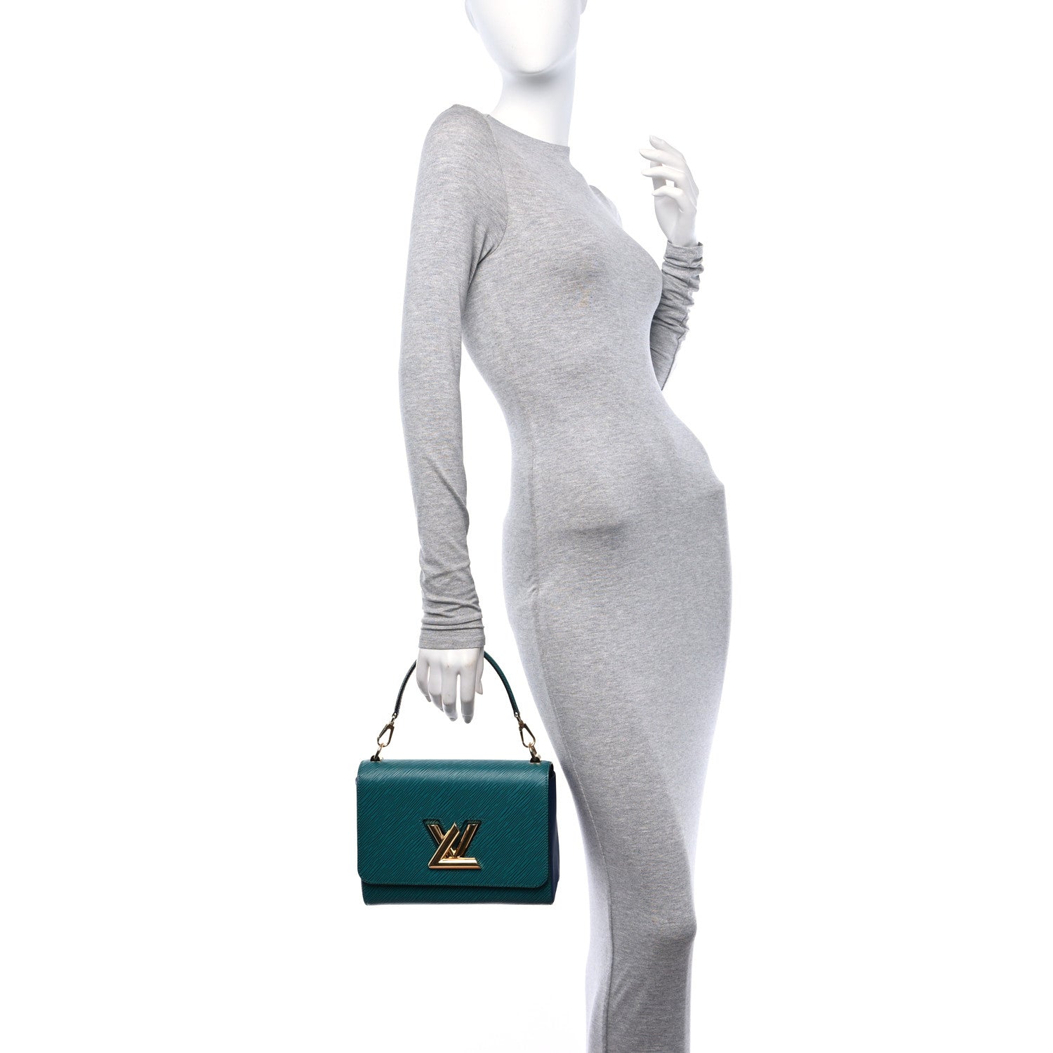 Louis Vuitton Epi Twist Shoulder Bag MM Emeraude Indigo 2 of 9