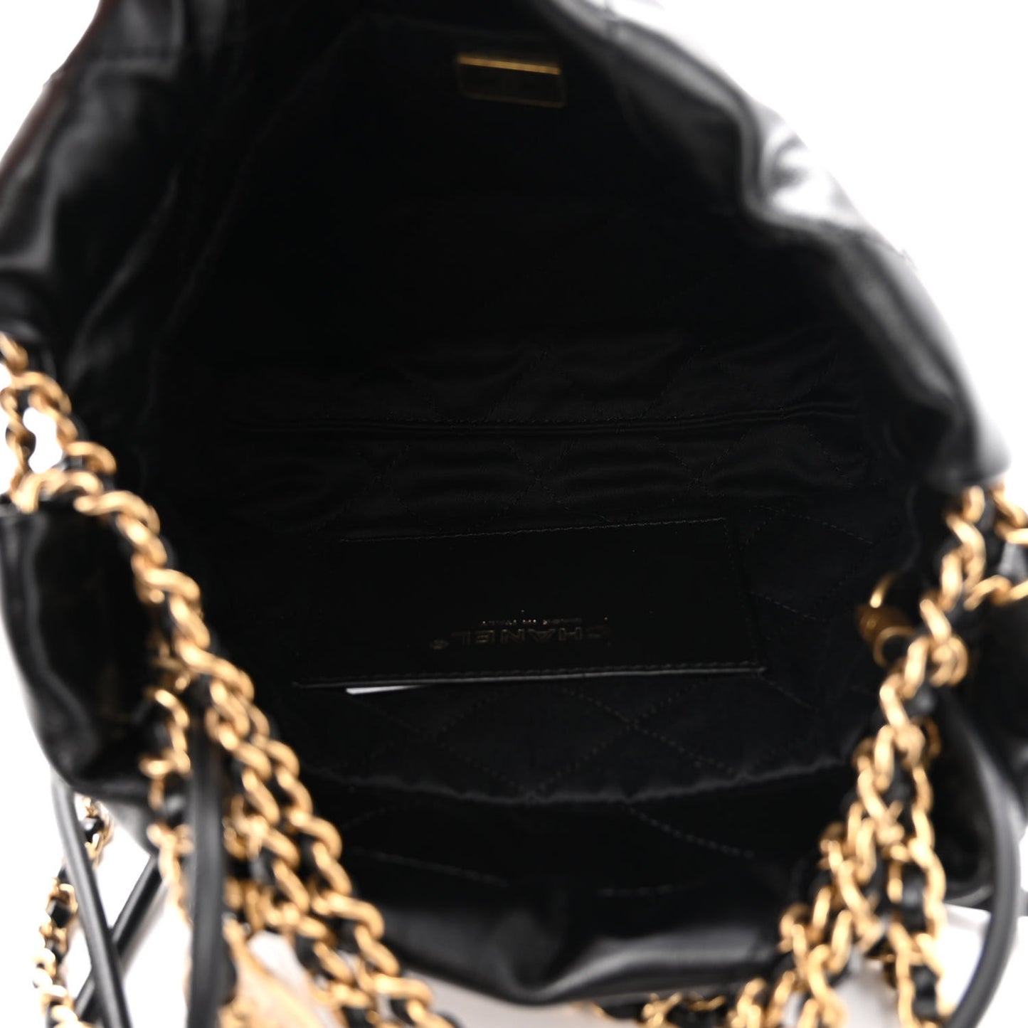 Shiny Calfskin Quilted Mini Chanel 22 Black