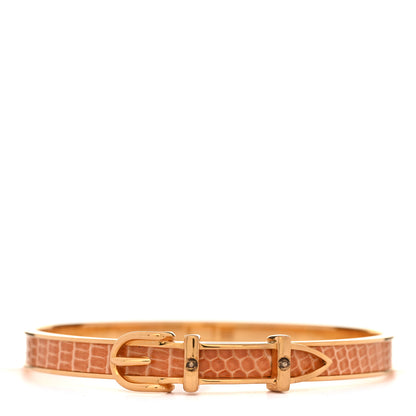 Hermes Lizard Narrow Belt Buckle Bangle Bracelet Sesame 1 of 6