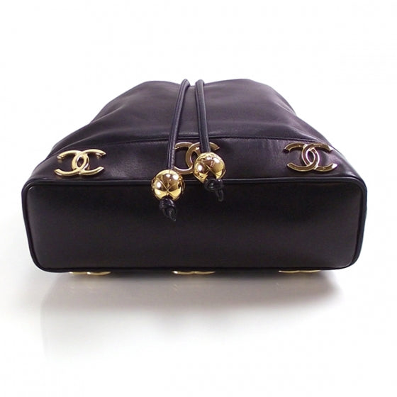 Chanel Lambskin Drawstring CC Bucket Shoulder Bag Navy cd22760 4 of 10