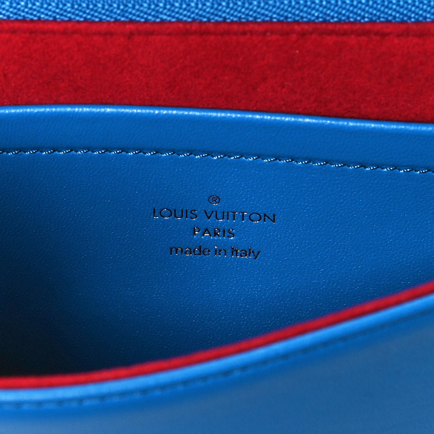 Lambskin Embossed Monogram Vuittamins Pochette Coussin Blue Red