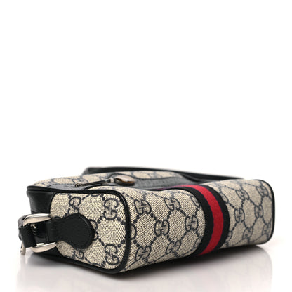 Gucci GG Supreme Monogram Textured Dollar Calfskin Web Mini Ophidia Shoulder Bag Beige Blue 4 of 8