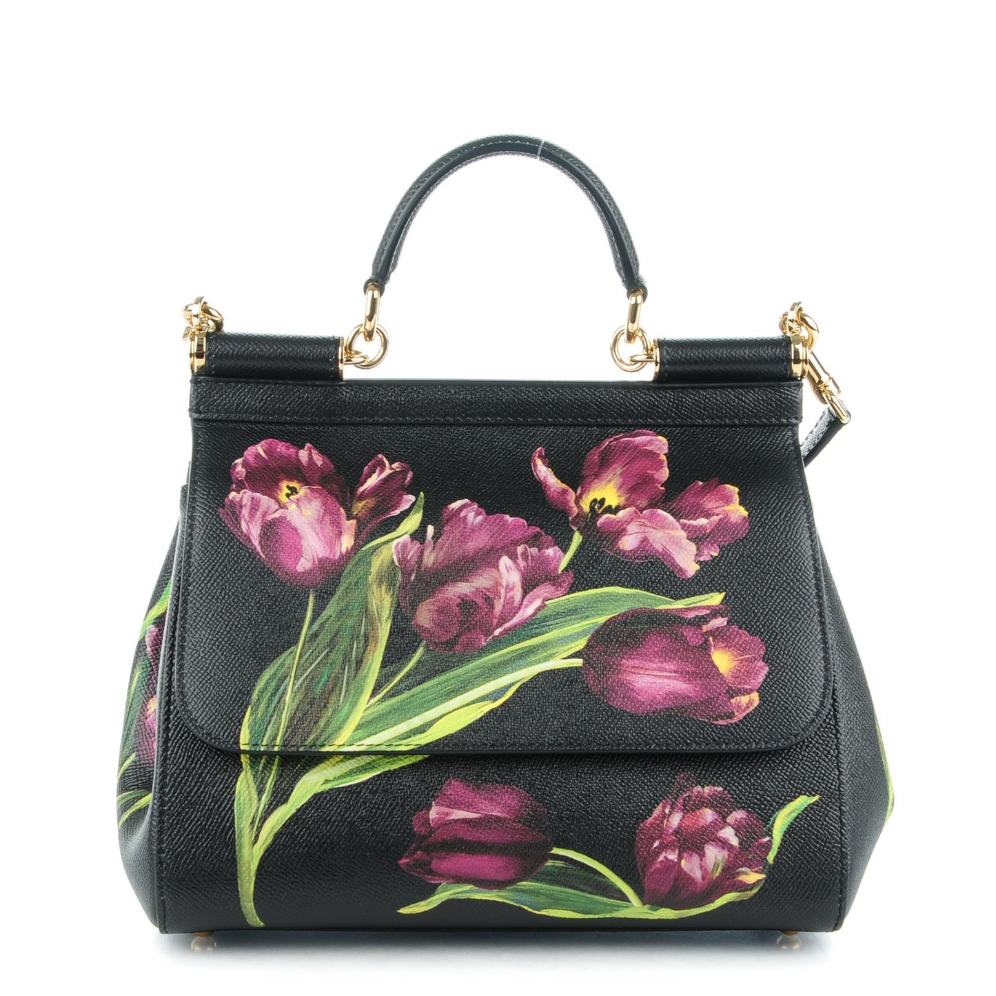 Dauphine Tulip Print Medium Miss Sicily Satchel Black