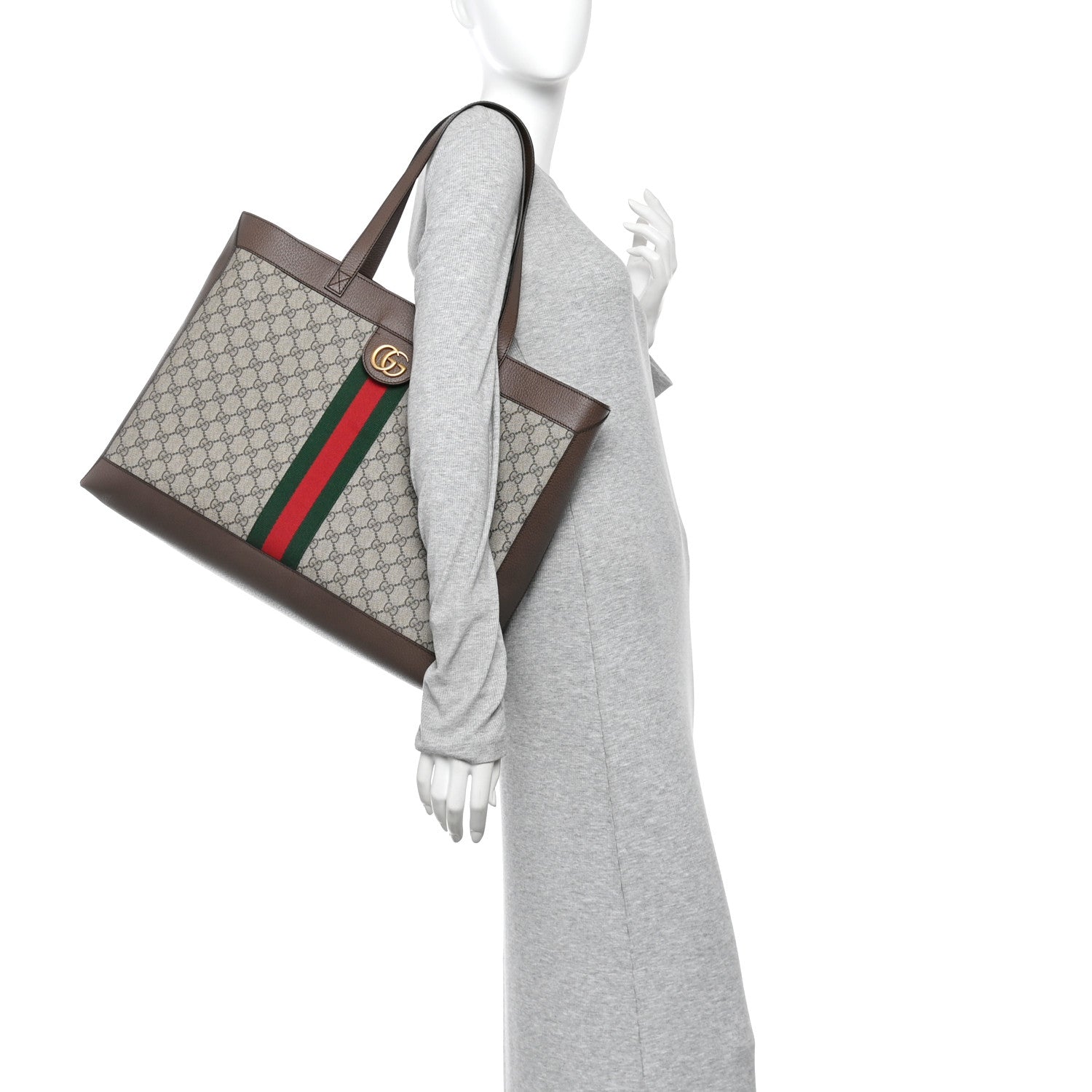 Gucci GG Supreme Monogram Web Ophidia Tote Brown 2 of 13