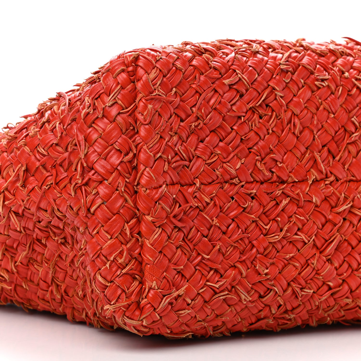 Bottega Veneta Chevre Intrecciato Fringe Netted Medium Cabat Tote Red 10 of 13