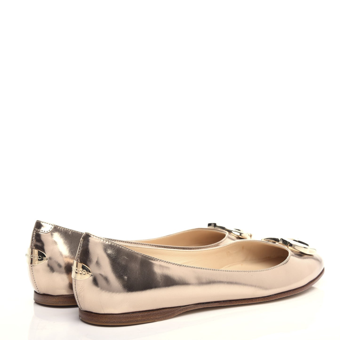 Metallic Mirror Calfskin Garmeen Flats 38 Nude