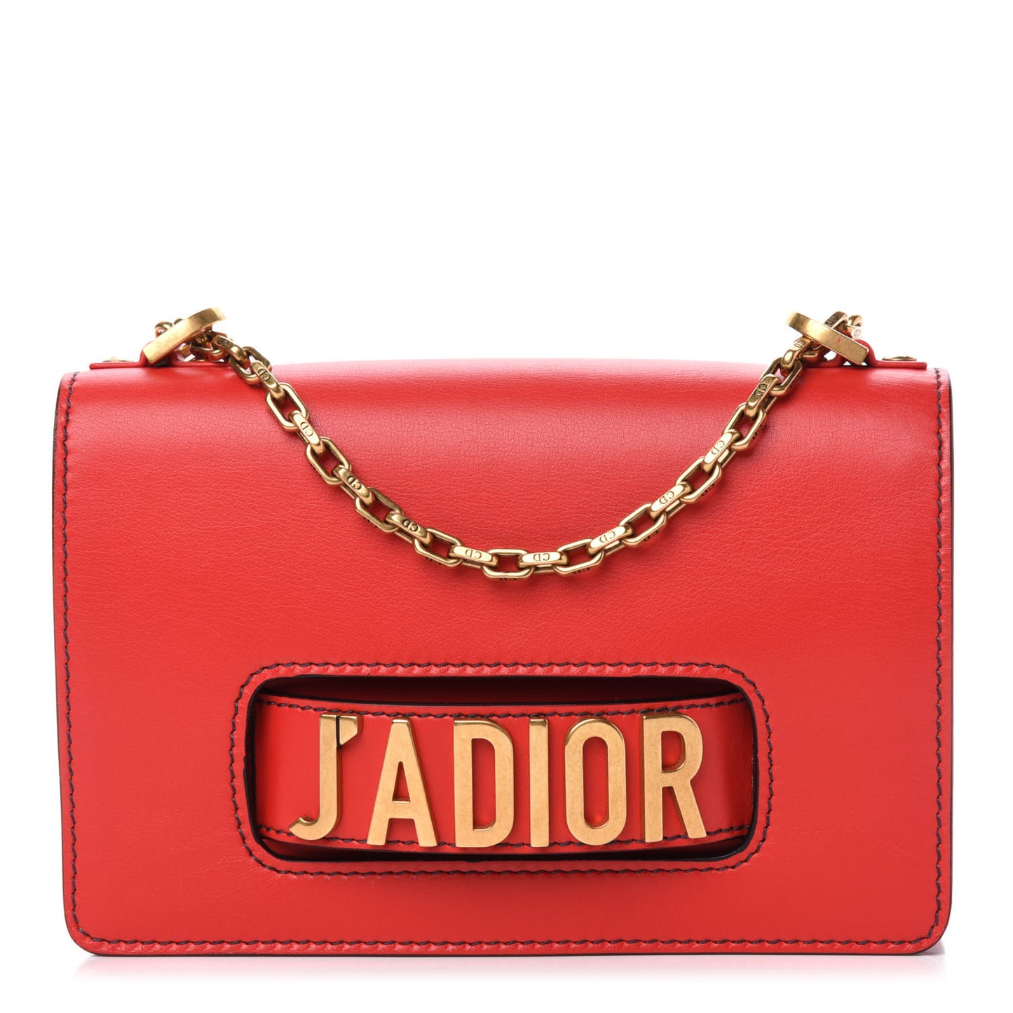 Calfskin J'Adior Chain Flap Bag Red