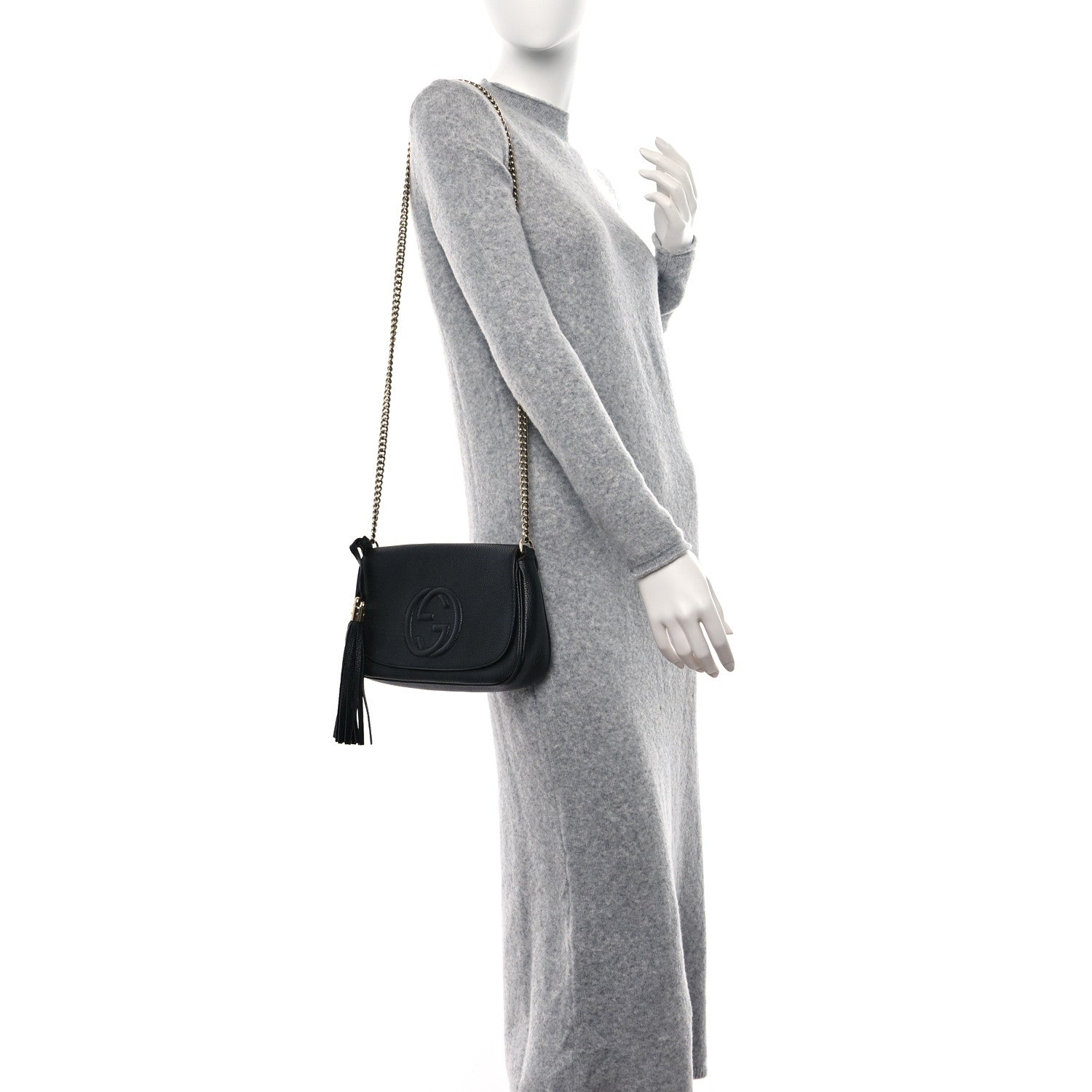 Gucci Pebbled Calfskin Medium Soho Flap Crossbody Black 2 of 9