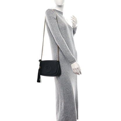 Gucci Pebbled Calfskin Medium Soho Flap Crossbody Black 2 of 9