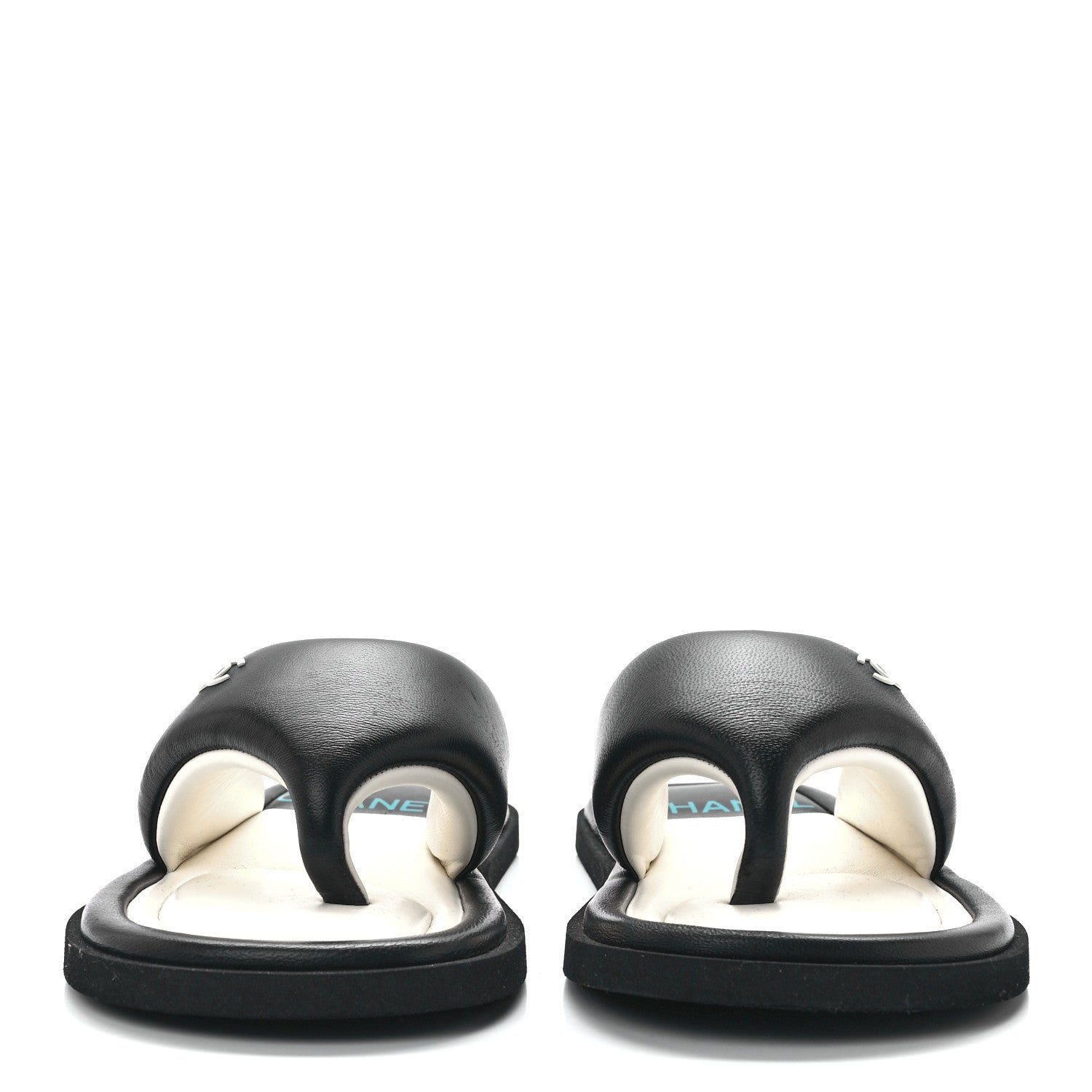 Chanel Lambskin Padded Pool Thong Sandals 38 Black 2 of 7