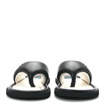 Chanel Lambskin Padded Pool Thong Sandals 38 Black 2 of 7