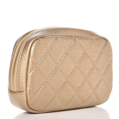 Chanel Metallic Calfskin Quilted Small Curvy Pouch Cosmetic Case Gold 3 of 8