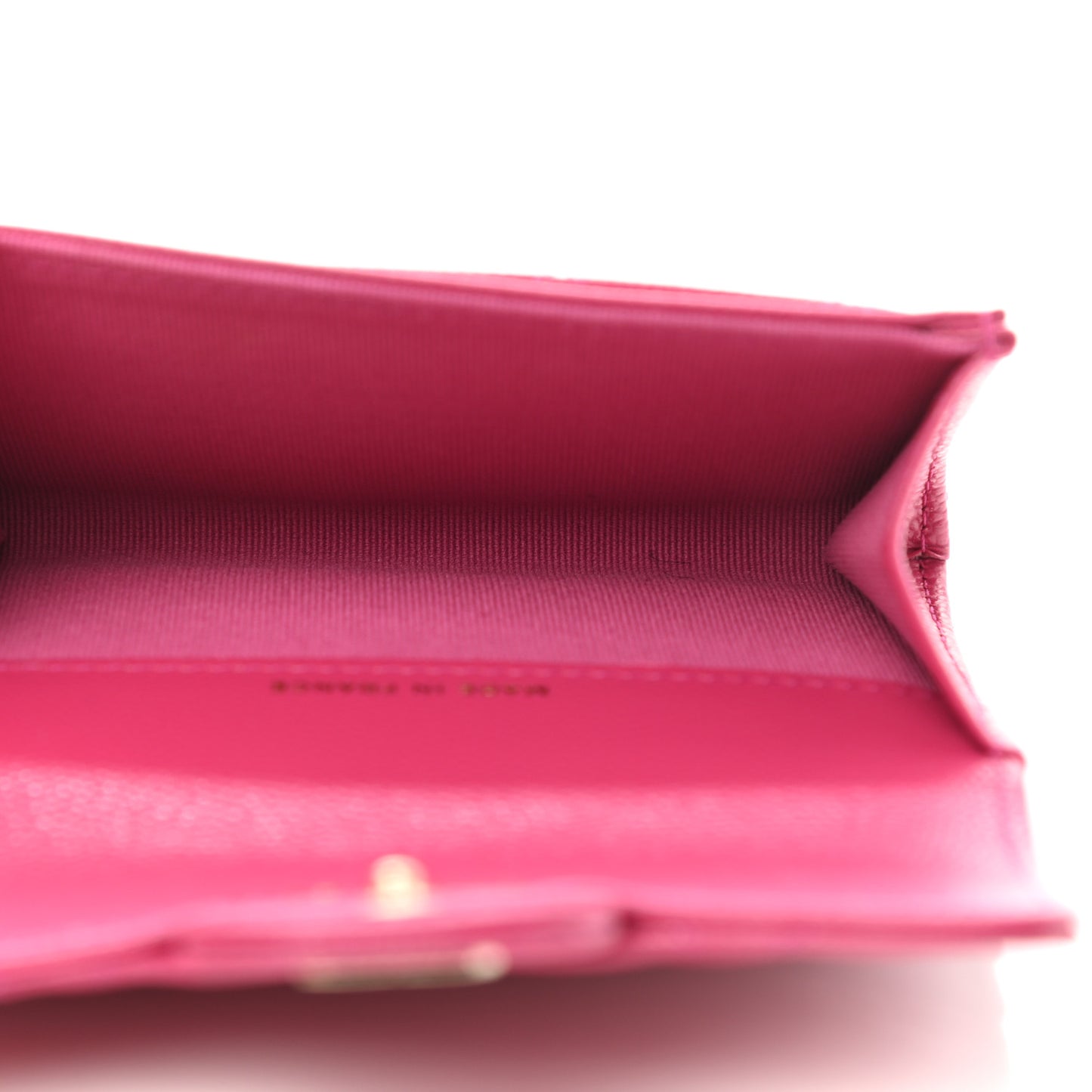Caviar Quilted Flap Card Holder Wallet Fuchsia