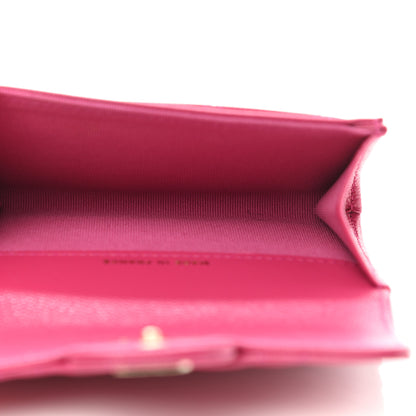 Chanel Caviar Quilted Flap Card Holder Wallet Fuchsia 5 of 9
