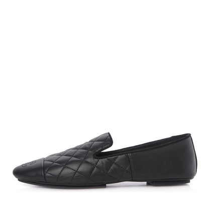 Chanel Lambskin Quilted Cap Toe Slipper With Pouch 37 Black 1 of 13
