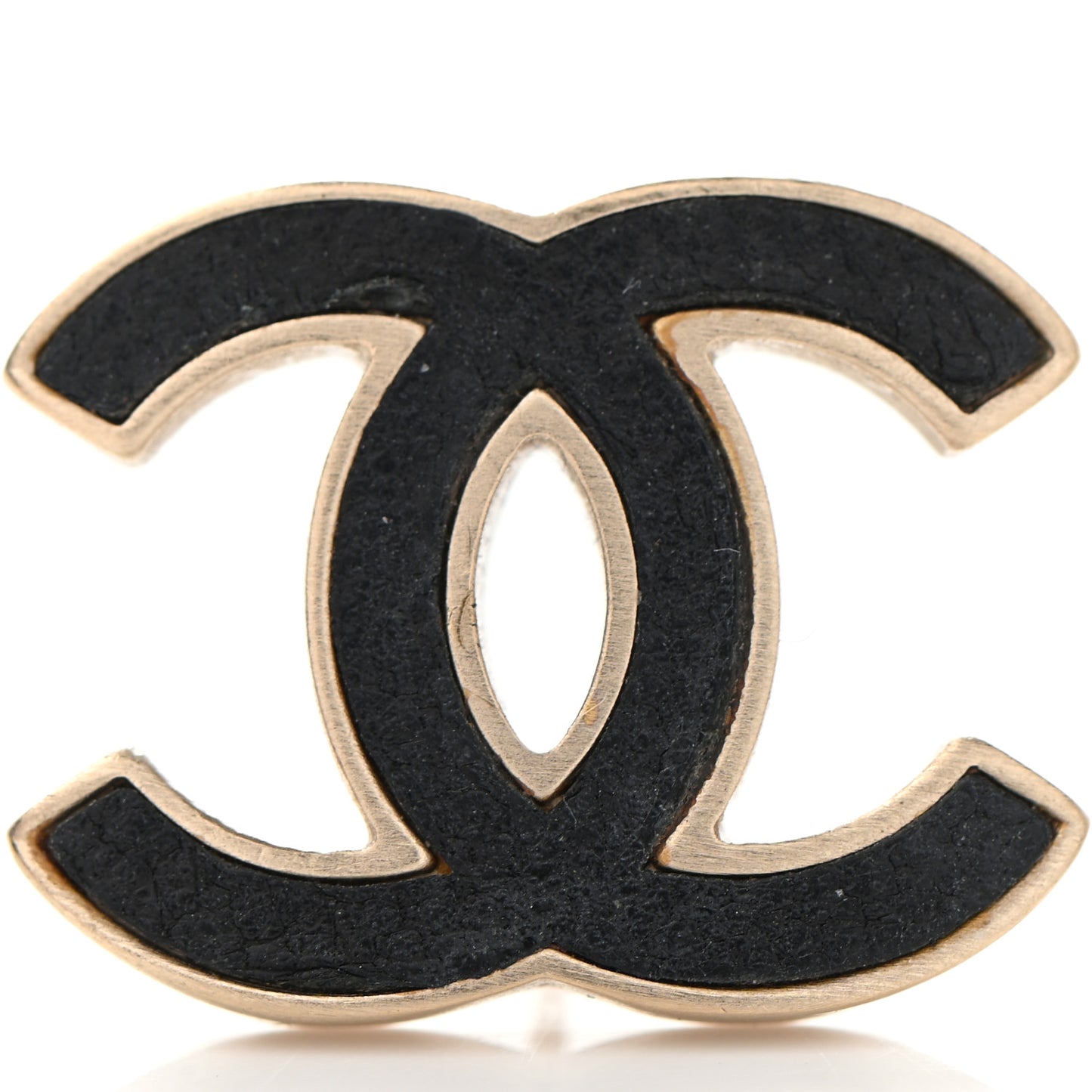 Lambskin CC Earrings Black Gold