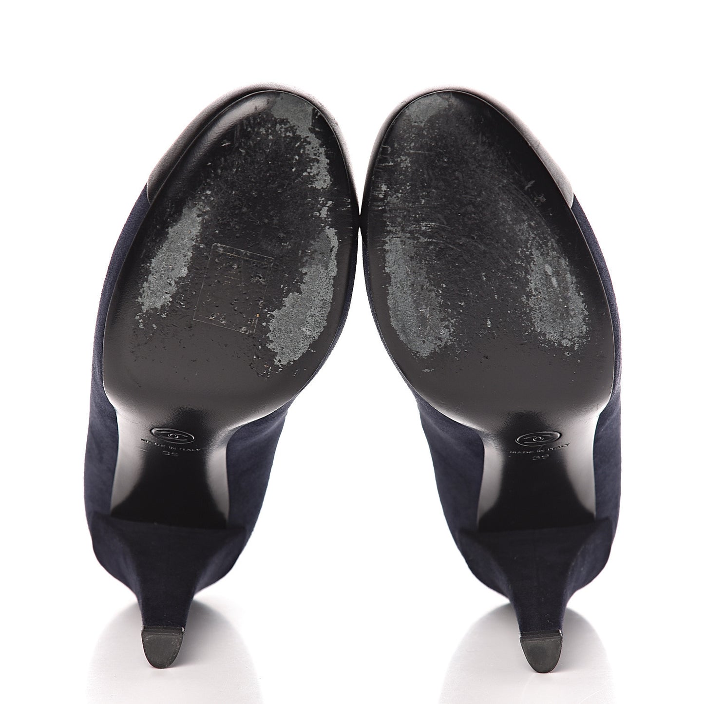 Suede Lambskin Cap Toe Pumps 39 Navy Black