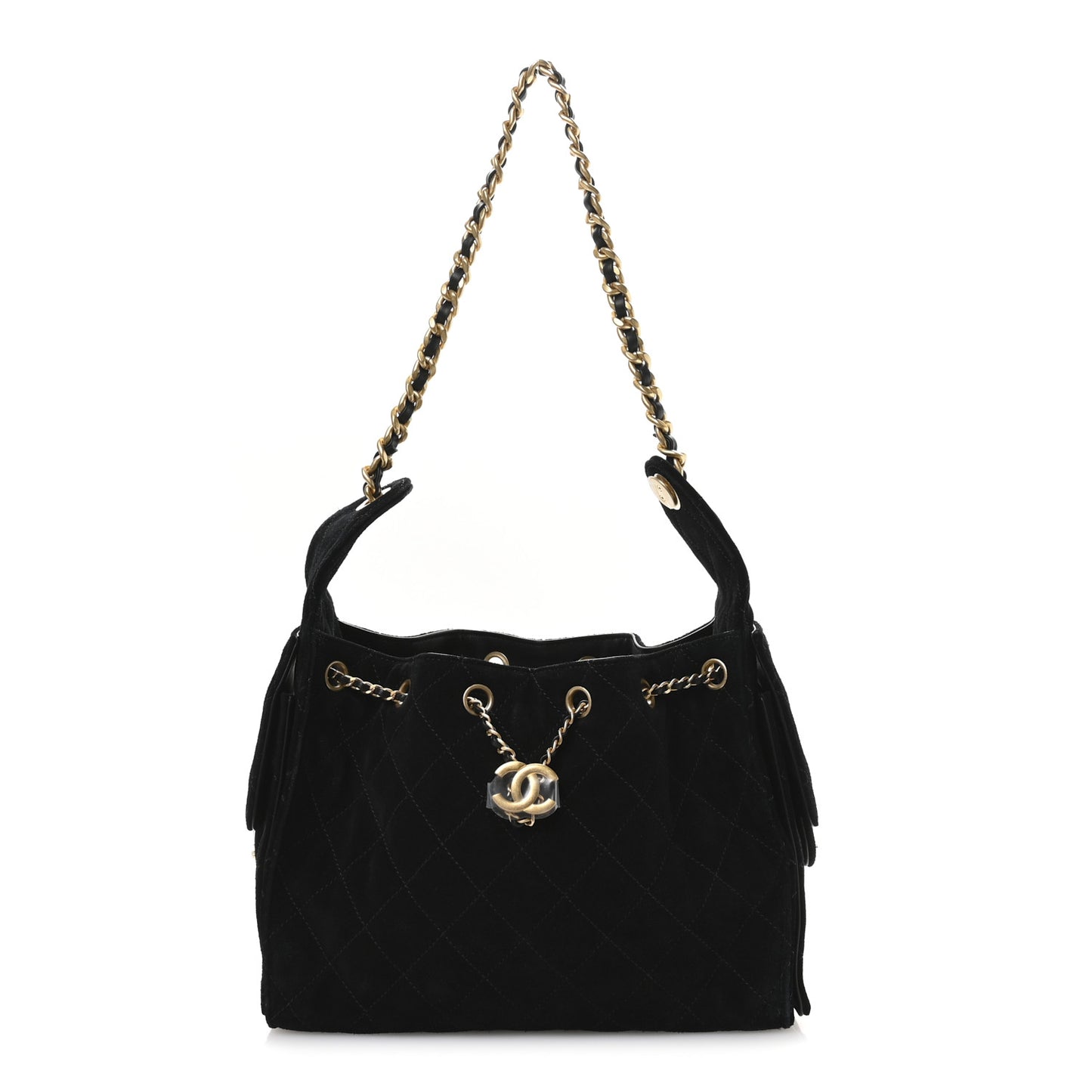 Suede Quilted Small Chanel 25 Handbag Black