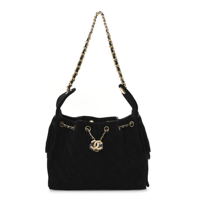 Chanel Suede Quilted Small Chanel 25 Handbag Black 1 of 11