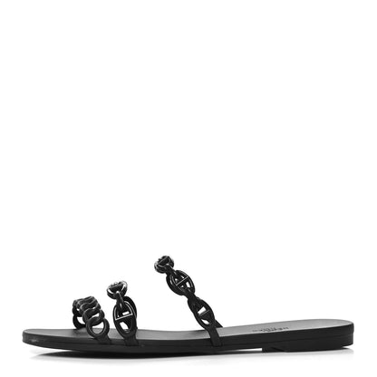 Hermes Rubber Chaine d'Ancre Rivage Sandals 40 Black 1 of 8