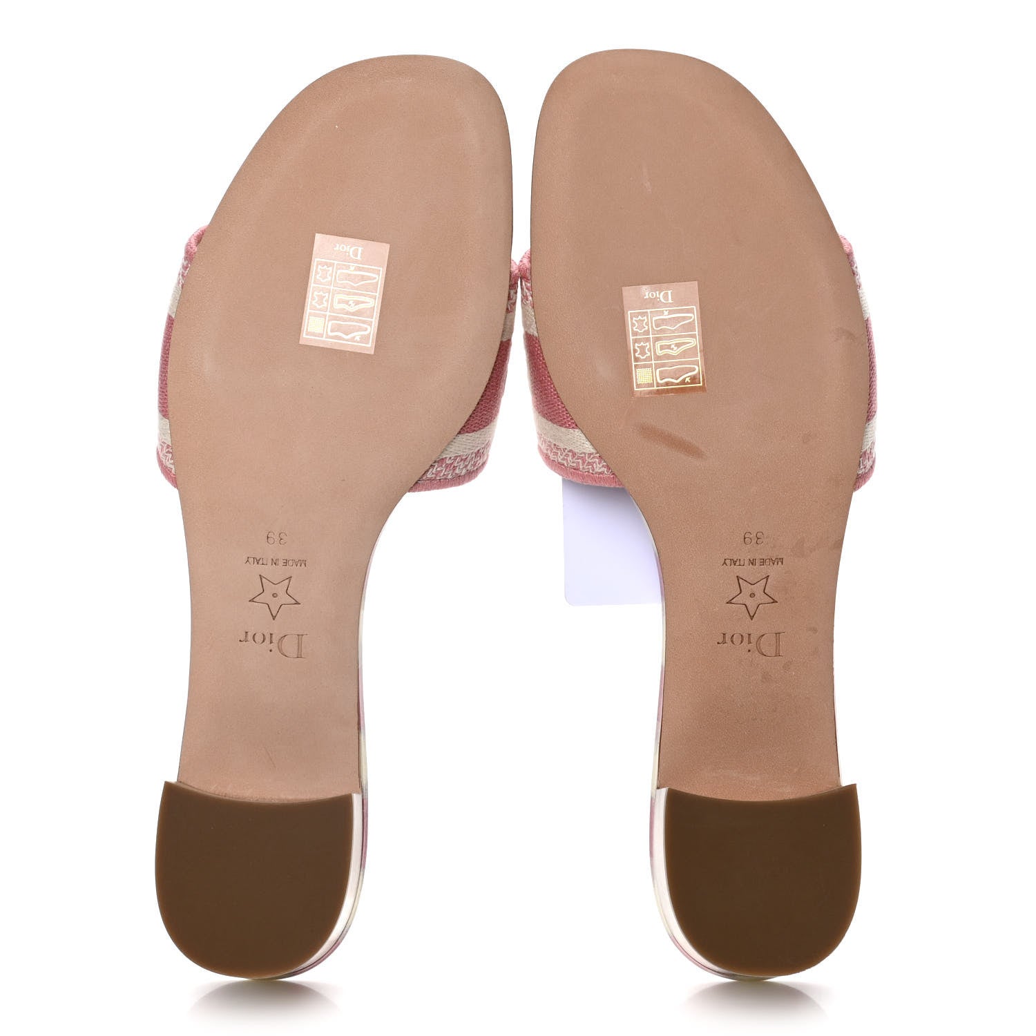 Christian Dior Cotton D-Stripes Embroidered Dway 40mm Slide Sandals 39 Deep Nude 6 of 11