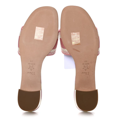 Christian Dior Cotton D-Stripes Embroidered Dway 40mm Slide Sandals 39 Deep Nude 6 of 11