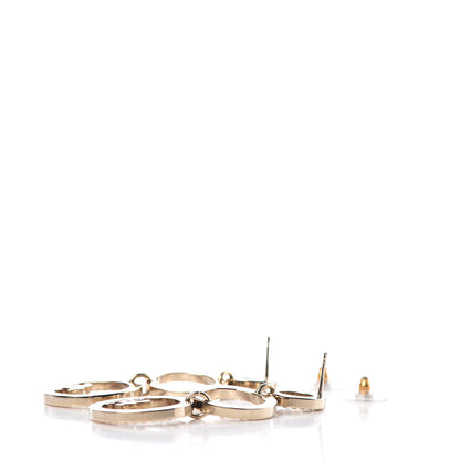 Chanel Crystal CC Drop Earrings Gold Pink 3 of 4