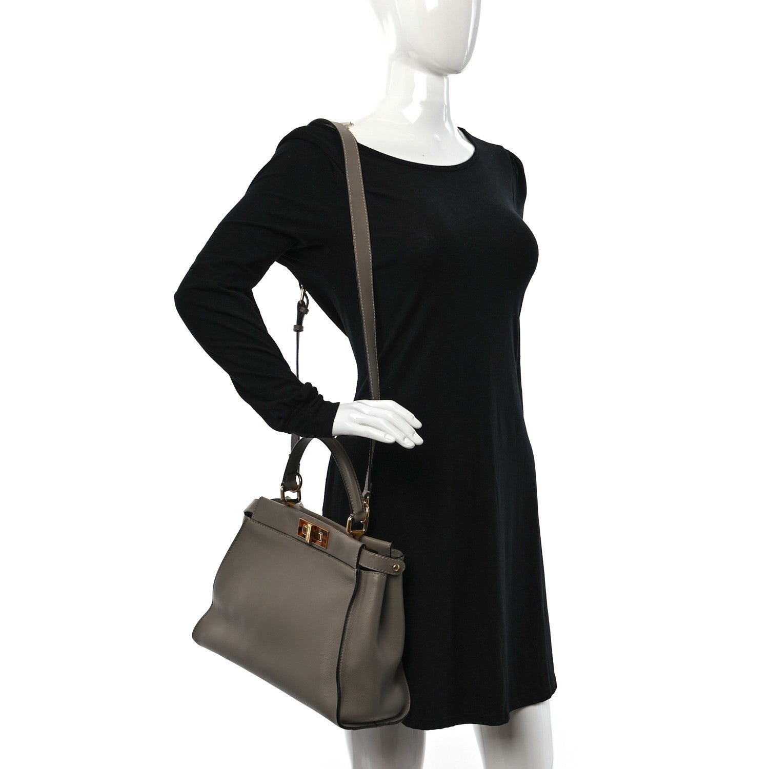 Fendi Vitello Seta Plexiglass Tortoise Medium Peekaboo Iconic Satchel Tortora 3 of 8